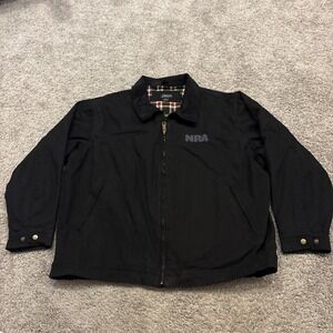 BURK'S BAY NRA Black Canvas Chore Jacket Men's 2XL Flannel Lined Detroit Style